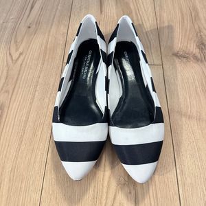 Christian Siriano Black & White Fabric “GIGI POINT” Ballet Flats Shoes Ladies Si